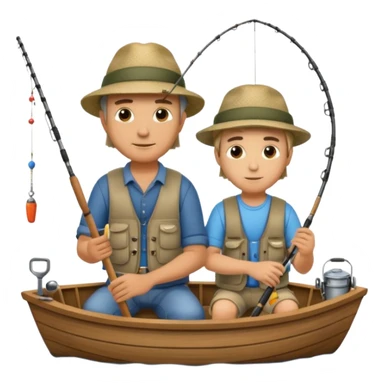 Father and son fishing on a boat sticker