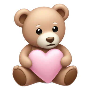 Light pink heart with teddy bear sticker