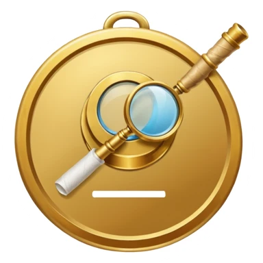 gold medal with bandage and a magnifier engraved on the center sticker