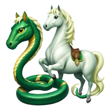 I need a slytherin inspired emoji (like emerald green and snakes) and something with a horse sticker