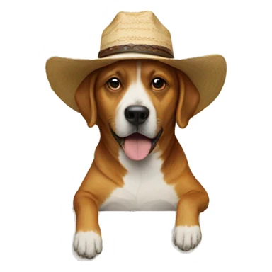 a dog riding a surfboard with a cowboy hat on sticker
