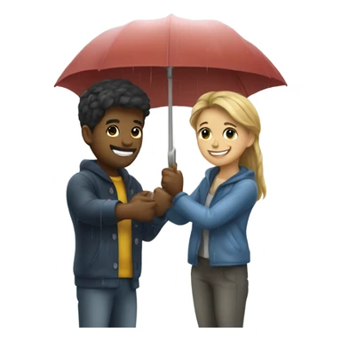 friends playing with a ship in the rain sticker