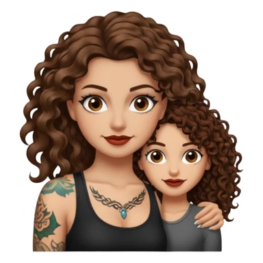 side eye duo — long wavy brown hair tattooed woman and short tight curly brown hair woman — rogue grin sticker