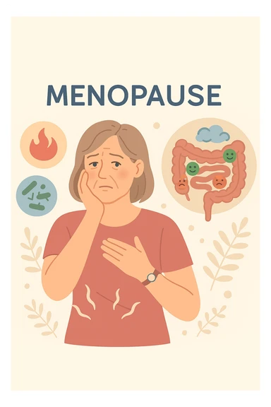 donna in menopausa con la disbiosi intestinale sticker