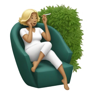 Woman laying in a bush with a cigarette ￼ sticker