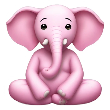 Create pink elephant sitting in a zen garden doing breathing exercises of breathing sticker