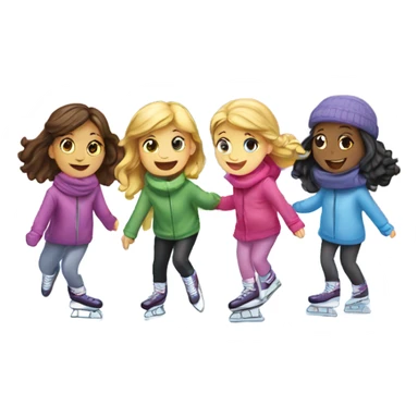 Four girls ice skating under a bridge  sticker