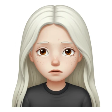 Pale girl with long white hair sad sticker