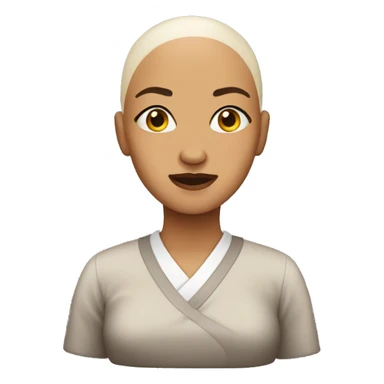 women bald emoji but the expression is Face with Raised Eyebrow Emoji sticker