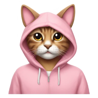 Cat wearing a pik hoodie with maskara and blush sticker