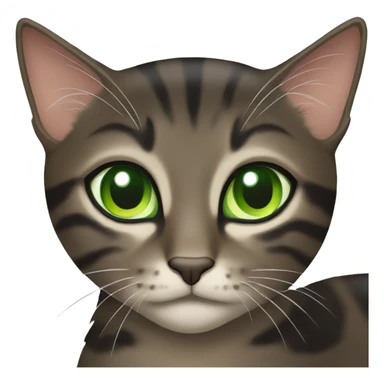 Dark Brown and black tabby cat with green eyes sticker