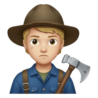 13 y/o Brian robeson at the beginning of Hatchet
determined, has hatchet, self-reliant, observant survivalist sticker