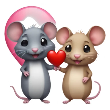 two different color rats with a heart sticker