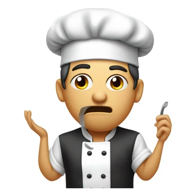 frustrated person with chefs hat scrolling through phone and tongue out sticker