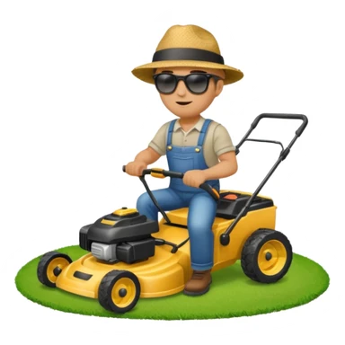 man mowing lawn sticker