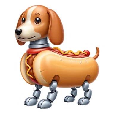 Icon for Botdog.co: a mix of a robotic dog and a hotdog sticker
