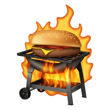 A BBQ that is on fire with a delicious hamburger on it. sticker