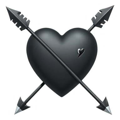 Black heart with cross arrow. Don't use red colour . Use normal Arrow which goes from one side and come out of other . Don't use fancy arrow. Make it that it goes from bottom right to come on top left. Don't use red colour  sticker