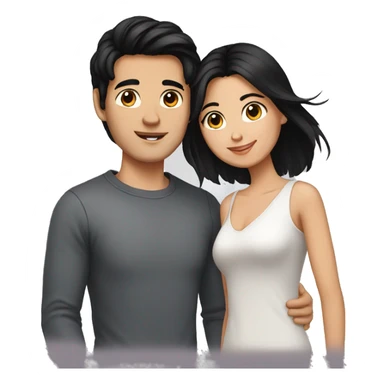 Brunette girl and her boyfriend with black hair sticker