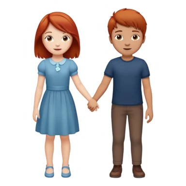 Red haired girl with brown hair boy romance sticker