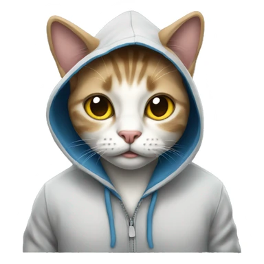 a cat wearing a hoodie sticker