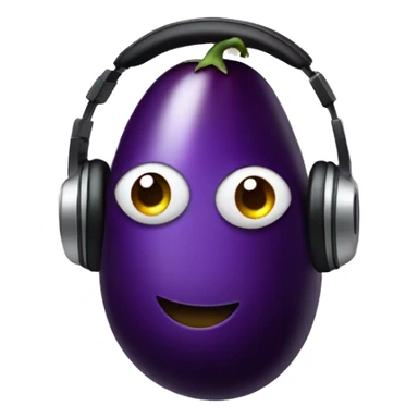 Aubergine wearing headphones with eyes  sticker