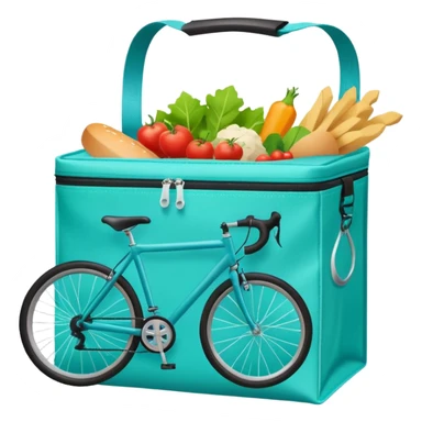 food delivery bag with bicycle icon Deliveroo colors sticker