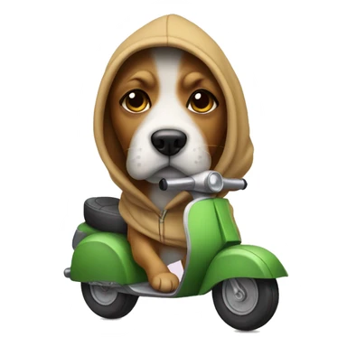 Dog wearing hoodie on scooter sticker