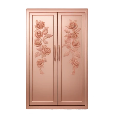 Realistic front facing rose gold hanging cabinets with flower pattern on them. sticker