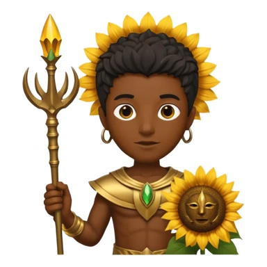 black god with sunflower, scepter, trident sticker