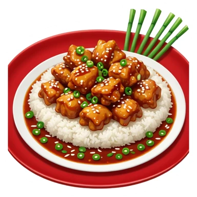 General Tso’s Chinese takeout with white rice sticker
