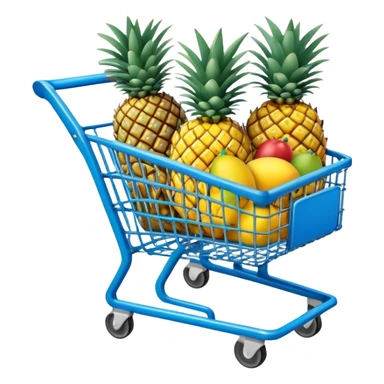 pineapples, mango and passion fruit in a blue Shopping cart  sticker