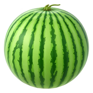 whole watermelon emoji, striped green, shiny surface sticker