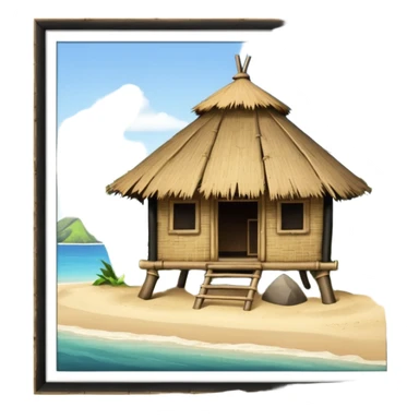 bamboo hut in Volcano Island sticker