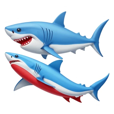 Un tiburón azul con zapatillas Nike rojas, mirando hacia la izquierda y un poco hacia abajo sticker