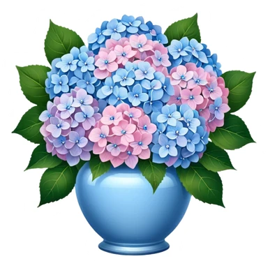 Rococo bouquet of blue and pale pink hydrangeas sticker