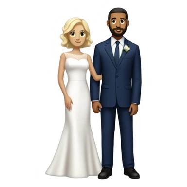 Puerto rican beard short hair with navy blue suit marrying  with blond girl sticker