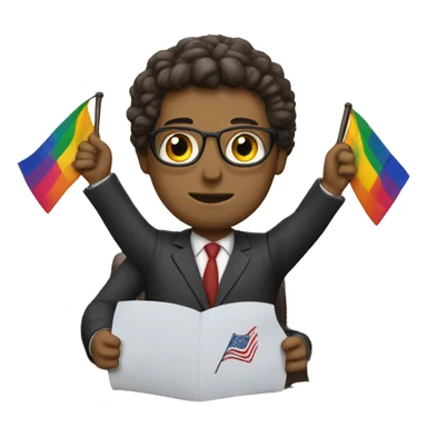 Attorney holding the bi flag sticker