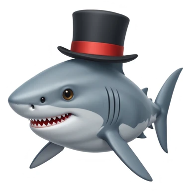 Shark with a top hat sticker