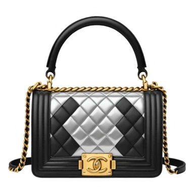 chanel le boy silver color bag gold hardware sticker