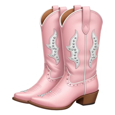 Light pink and white lined cowgirl boots with rhinestones  sticker