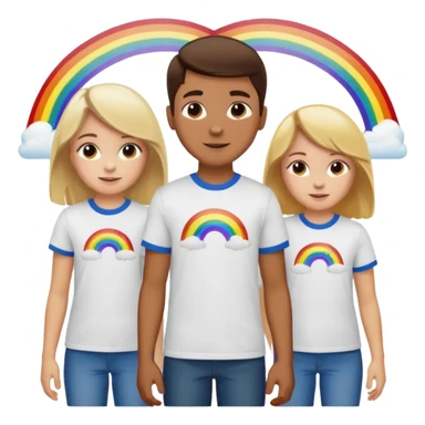 Three Burnett boys, one blonde girl and two brunette girls with the same matching shirts on and a rainbow behind all of them sticker
