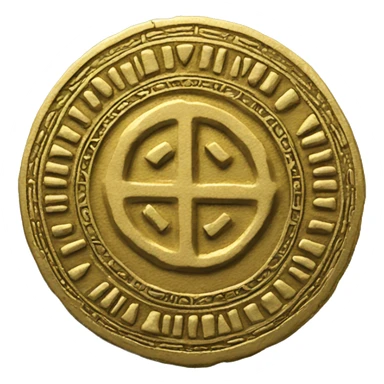 golden theme medieval token with inscription (HI) sticker