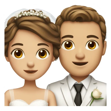 Bride and groom with brown hair and brown eyes sticker