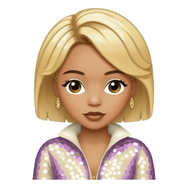 T-Boz from TLC with blonde hair, ivory sequin outfit sticker