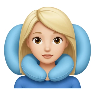 blonde woman using travel pillow  sticker