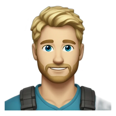 Handsome 34 year old man with dirty blonde hair and kind ocean blue eyes and a short cropped beard  sticker