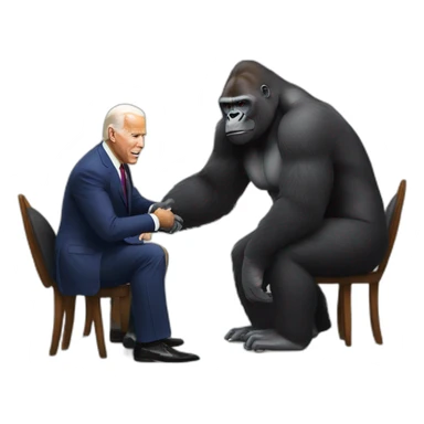 Gorilla wearing a suit meeting Joe Biden sticker