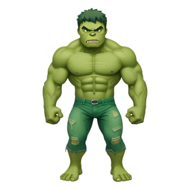 Hulk superhero with green skin, muscular body, angry face sticker