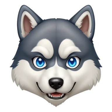 Un husky color negro con blanco y ojos azules enojado  sticker